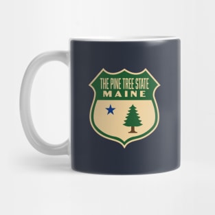 The Pine Tree State Maine Retro Pine Tree Shield (Green) Mug